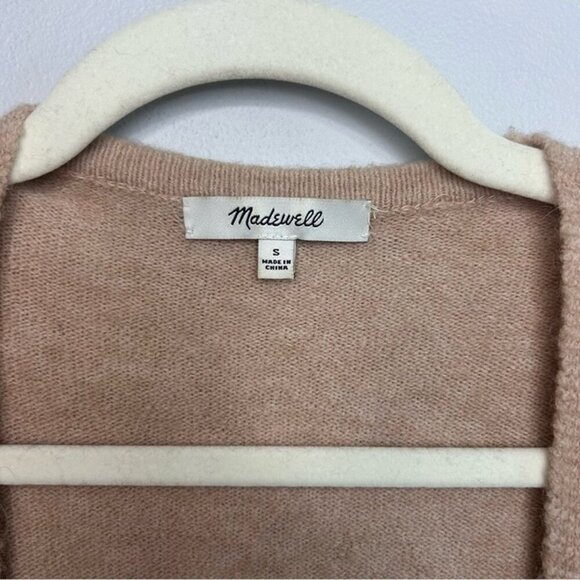 Madewell Kent Colorblock Tan Gray Merino Wool Blend Cardigan Women’s Size Small - Picture 3 of 7